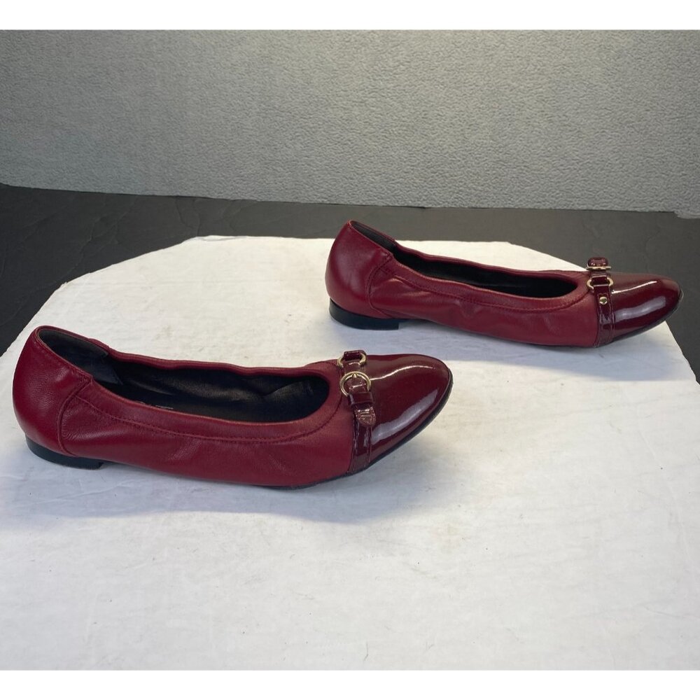 AGL Attilio Giusti Leombruni Red Leather Patent Ballet Flat Shoes US 8.5 EU38.5
